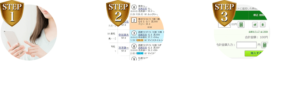 STEP1.アドレス登録 STEP2.バビロンが提供する予想を見る STEP3.インターネットで投票